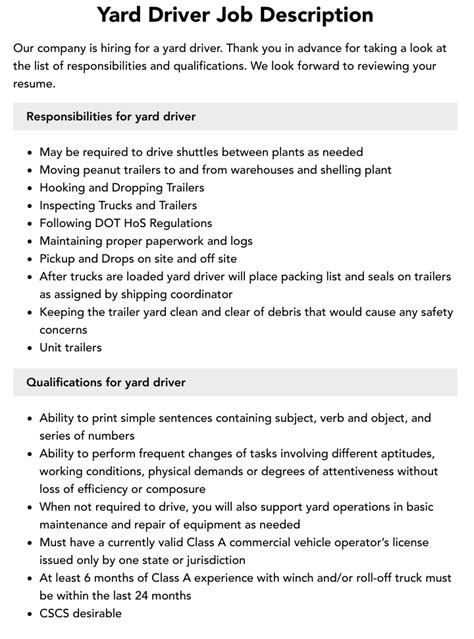 View similar jobs with this employer. . Yard driver jobs